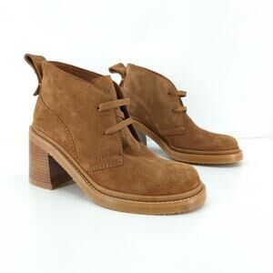 SEE BY CHLOE Women EU 35 Bonni Suede Ankle Boots Tobacco Brown Lace Up NEW FLAW